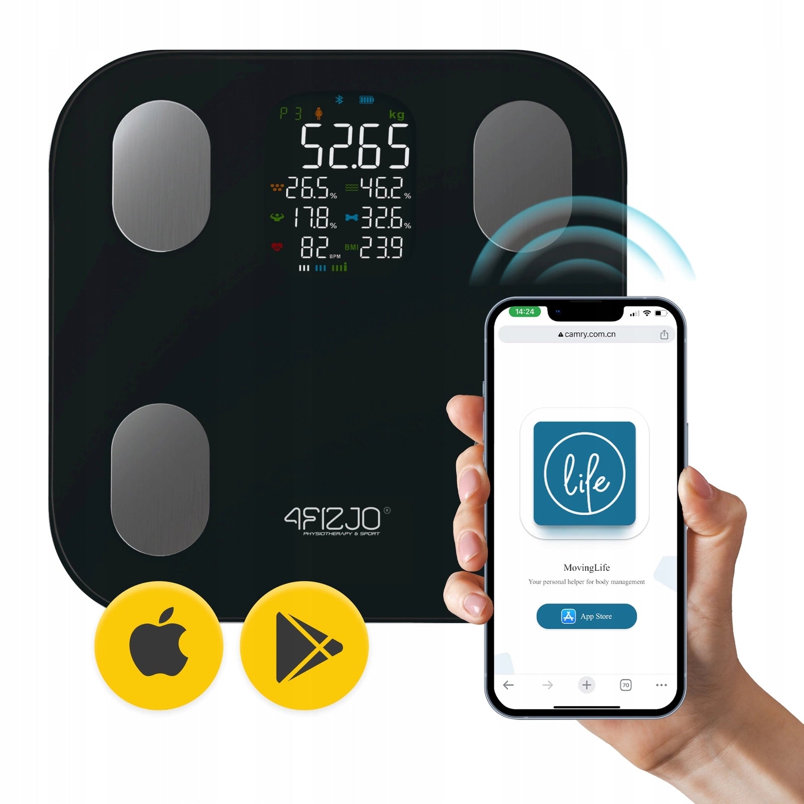 BATHROOM SCALE ANALYTICAL ELECTRONIC FAT MEASUREMENT BMI GLASS PRO
