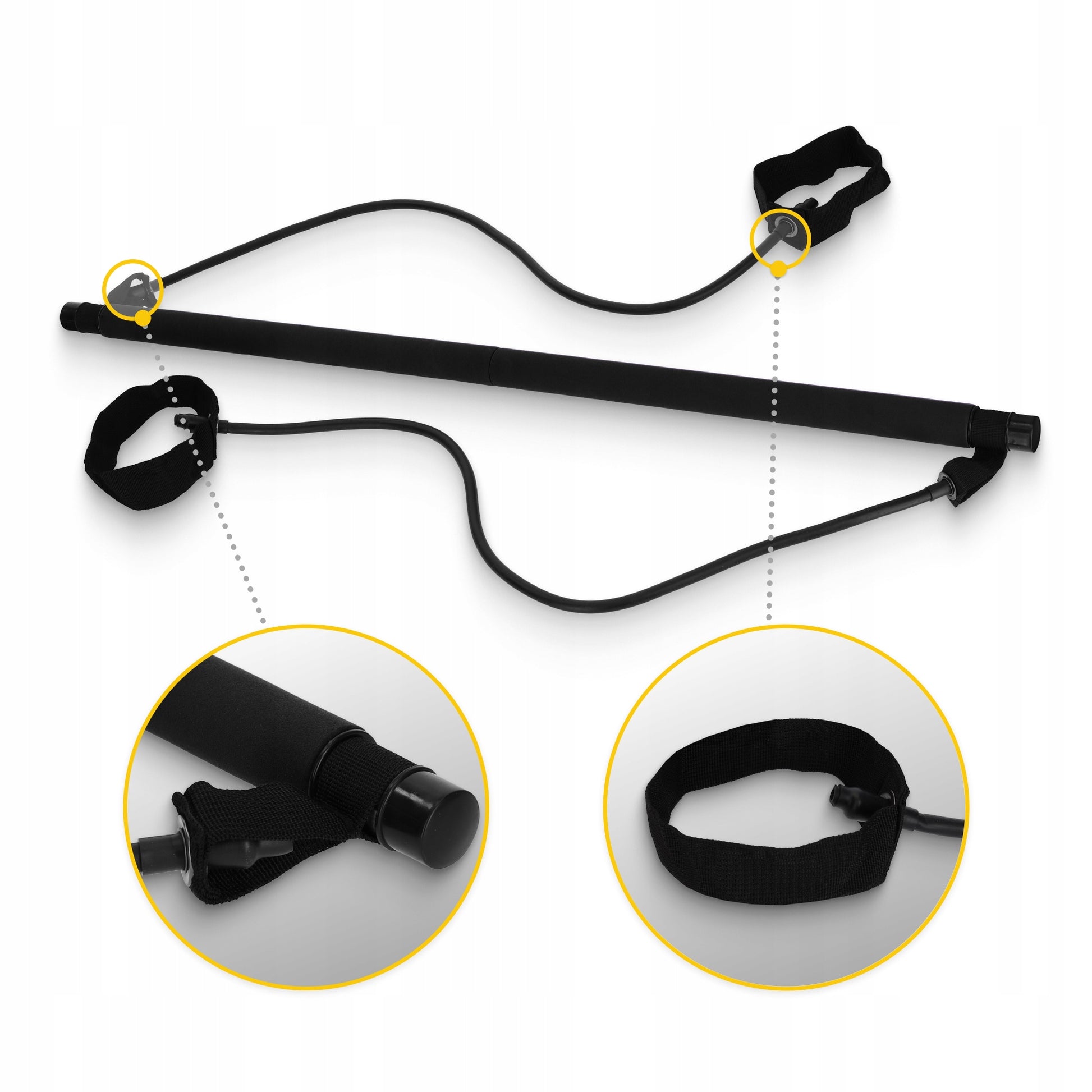 TRAINING STICK BAR WITH LOAD FOLDING RUBBER EXPANDERS PILATES