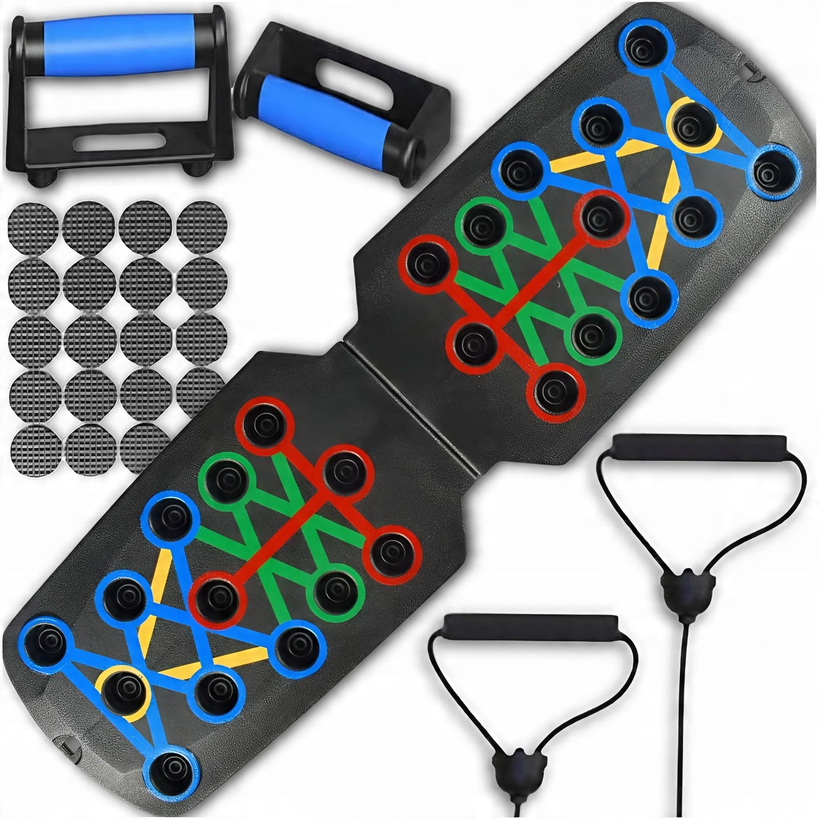 Board exercise push-up handles PUSH UP multifunctional 16in1 + resistance rubbers