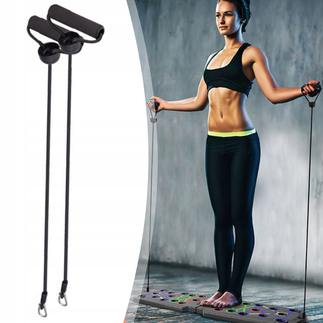 Board exercise push-up handles PUSH UP multifunctional 16in1 + resistance rubbers