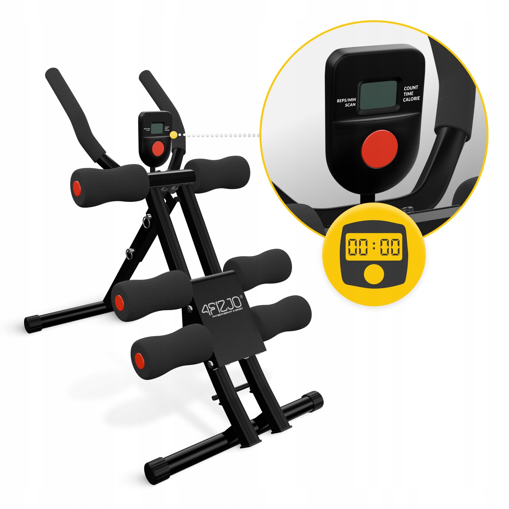 ABDOMINAL MUSCLE TRAINER ADJUSTABLE FOLDING FOR EXERCISE WITH COUNTER 4FIZJO