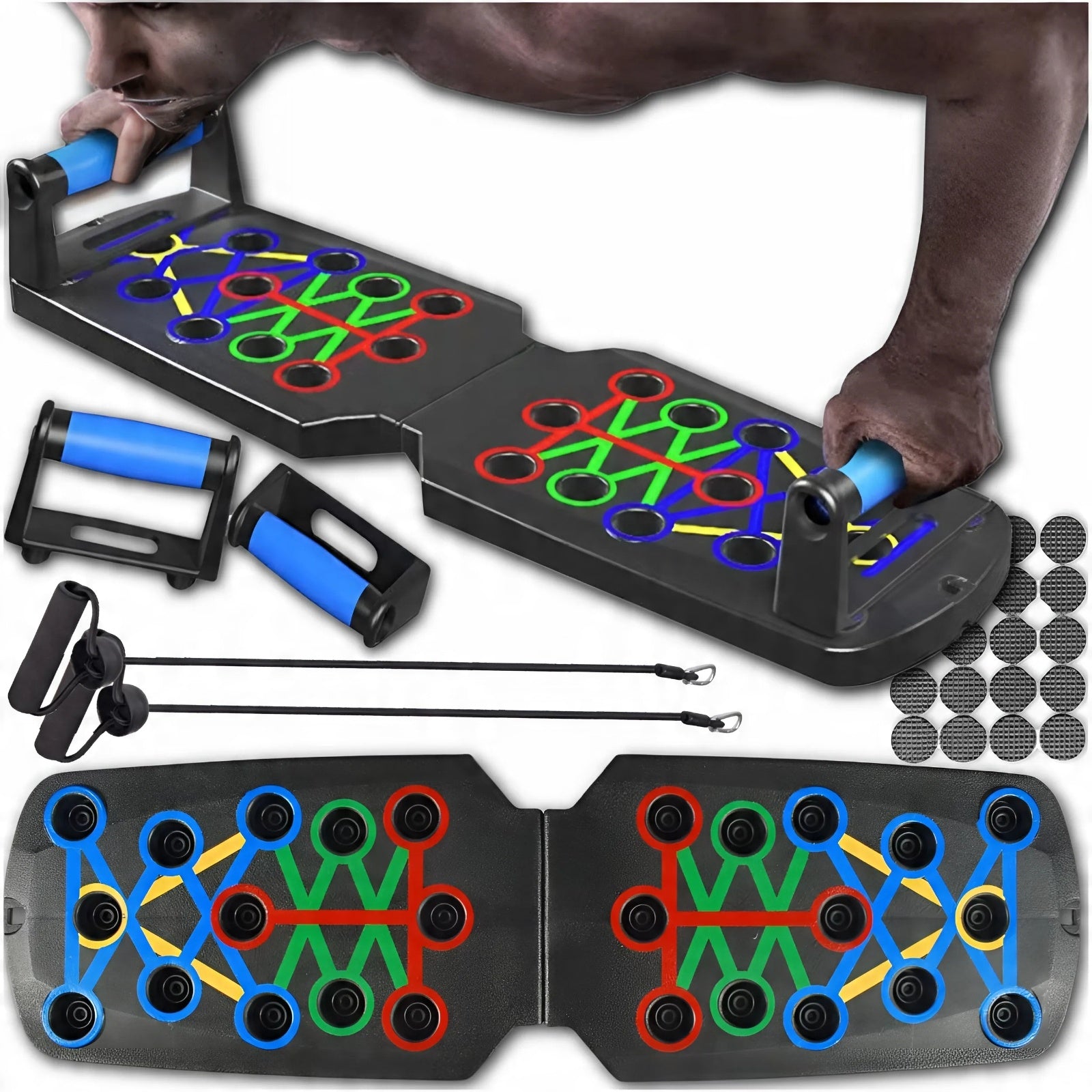 Board exercise push-up handles PUSH UP multifunctional 16in1 + resistance rubbers