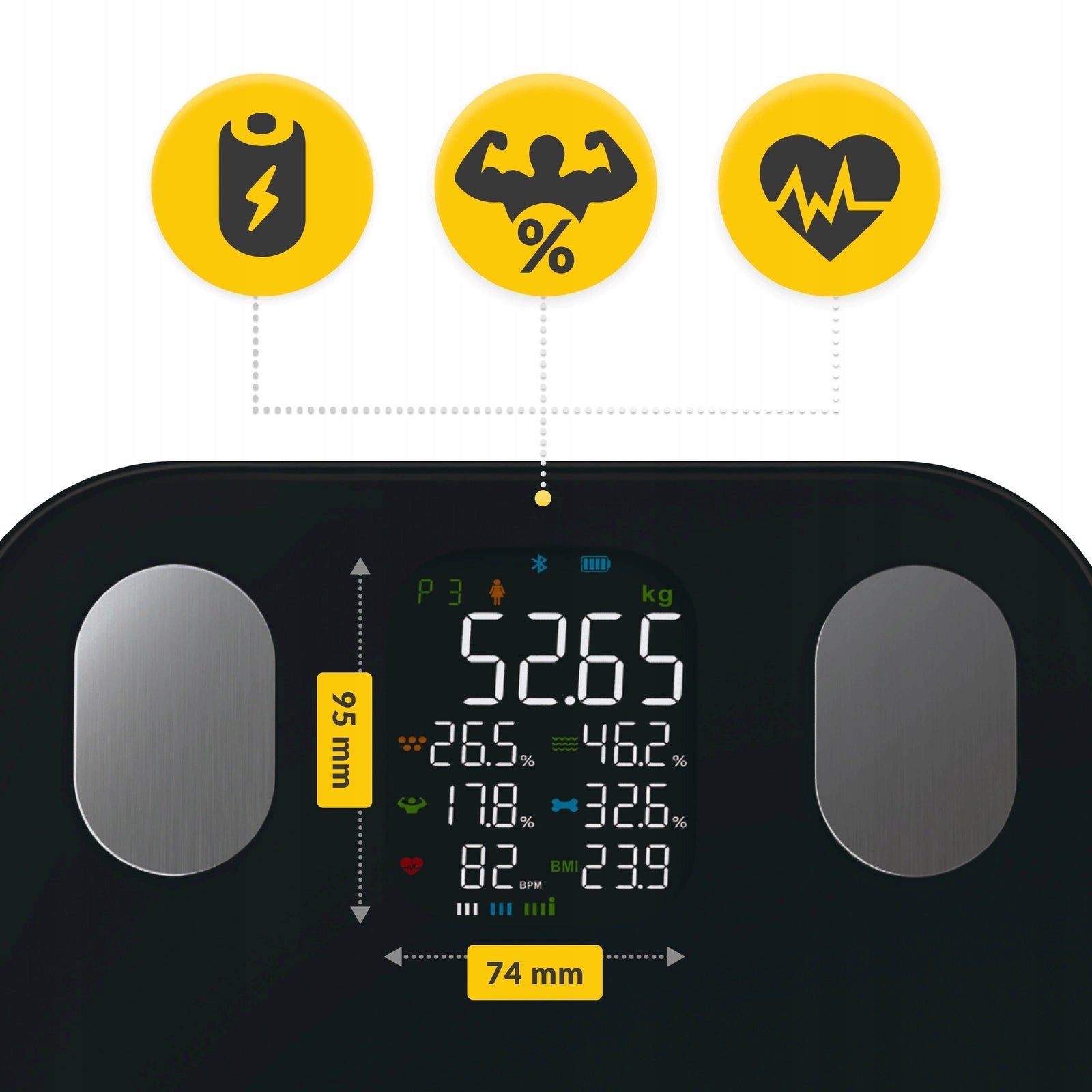 BATHROOM SCALE ANALYTICAL ELECTRONIC FAT MEASUREMENT BMI GLASS PRO