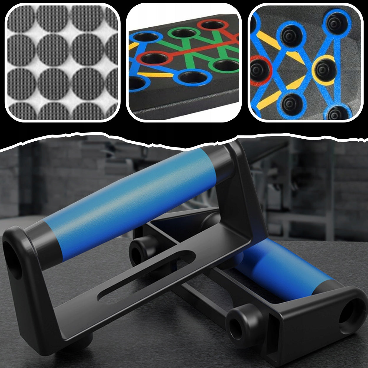 Board exercise push-up handles PUSH UP multifunctional 16in1 + resistance rubbers