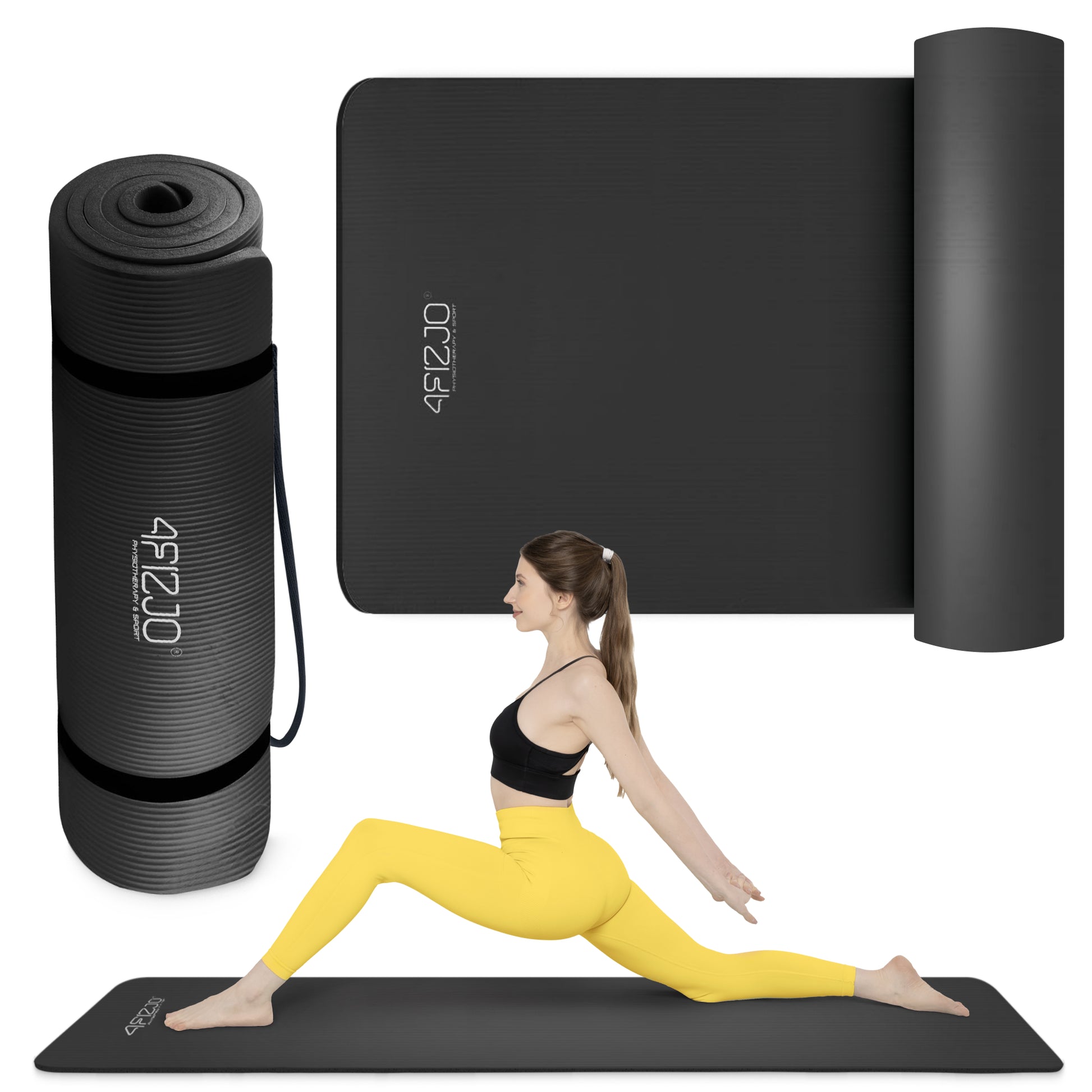 YOGA EXERCISE MAT GYMNASTIC TRAINING FITNESS HANDLE THICK NBR 1,5CM