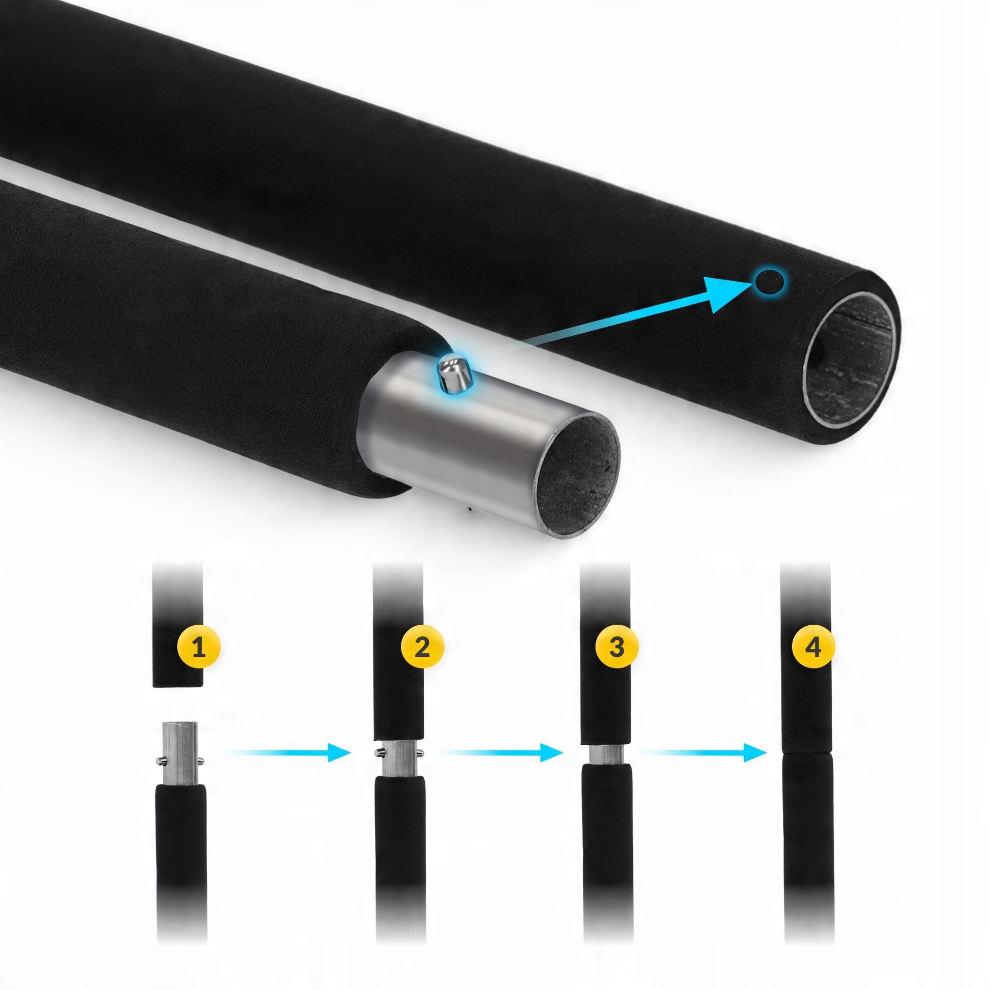 TRAINING STICK BAR WITH LOAD FOLDING RUBBER EXPANDERS PILATES