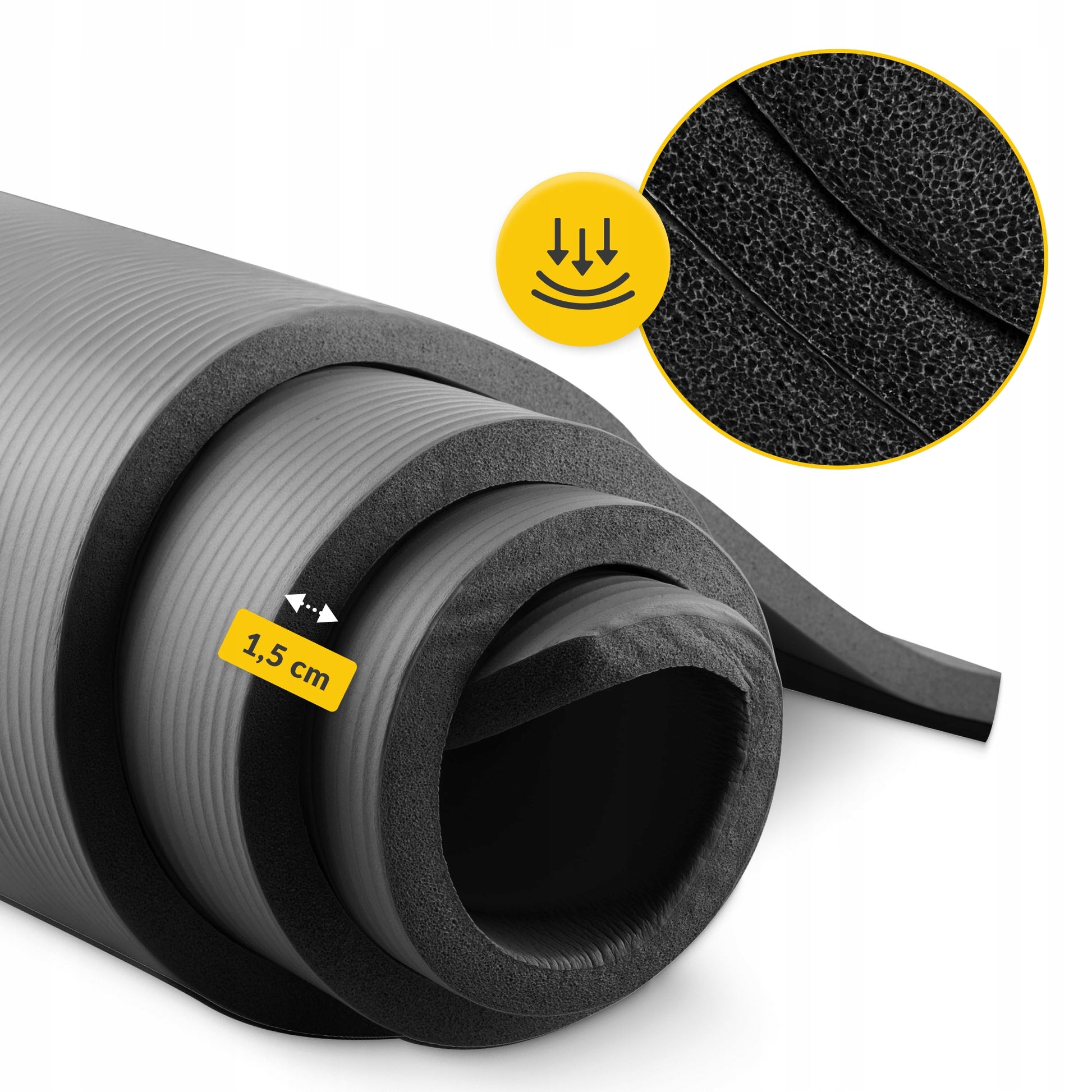 YOGA EXERCISE MAT GYMNASTIC TRAINING FITNESS HANDLE THICK NBR 1,5CM