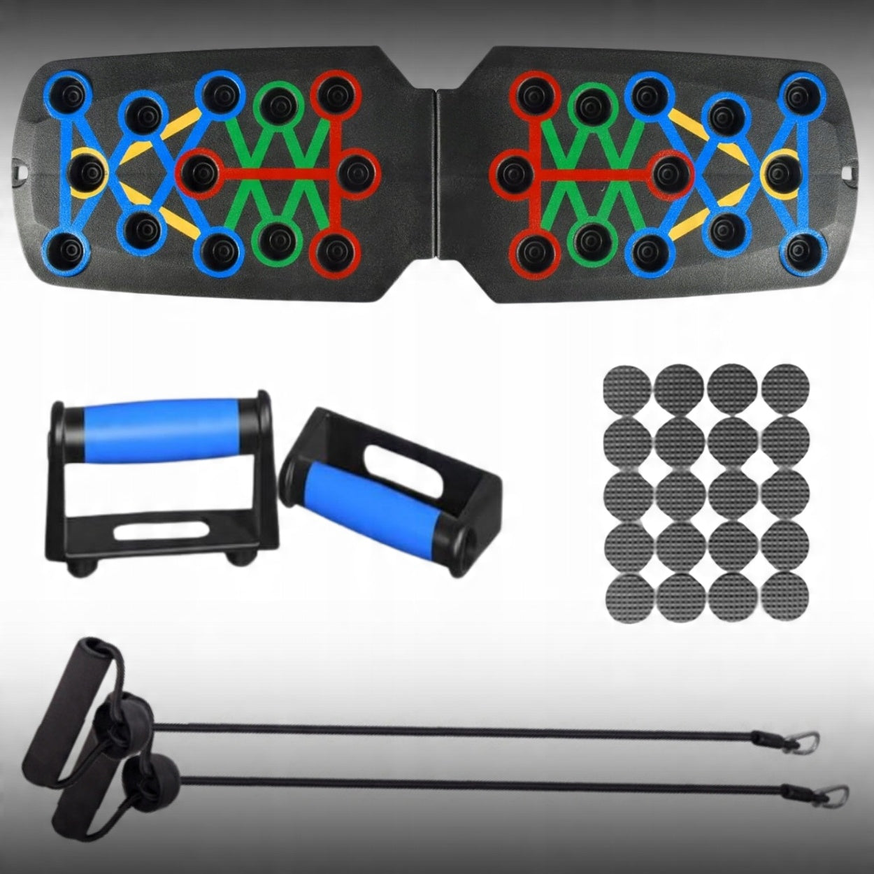 Board exercise push-up handles PUSH UP multifunctional 16in1 + resistance rubbers