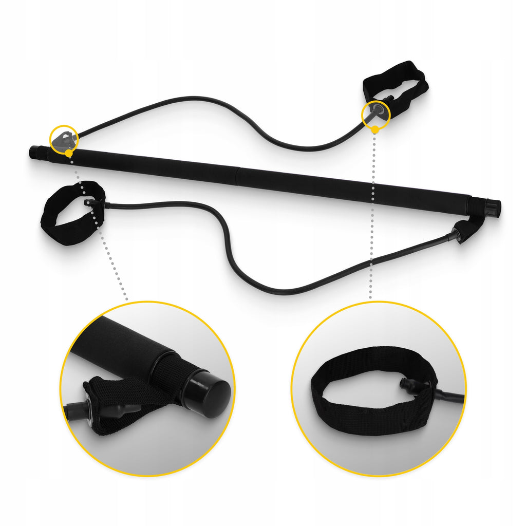 TRAINING STICK BAR WITH LOAD FOLDING RUBBER EXPANDERS PILATES