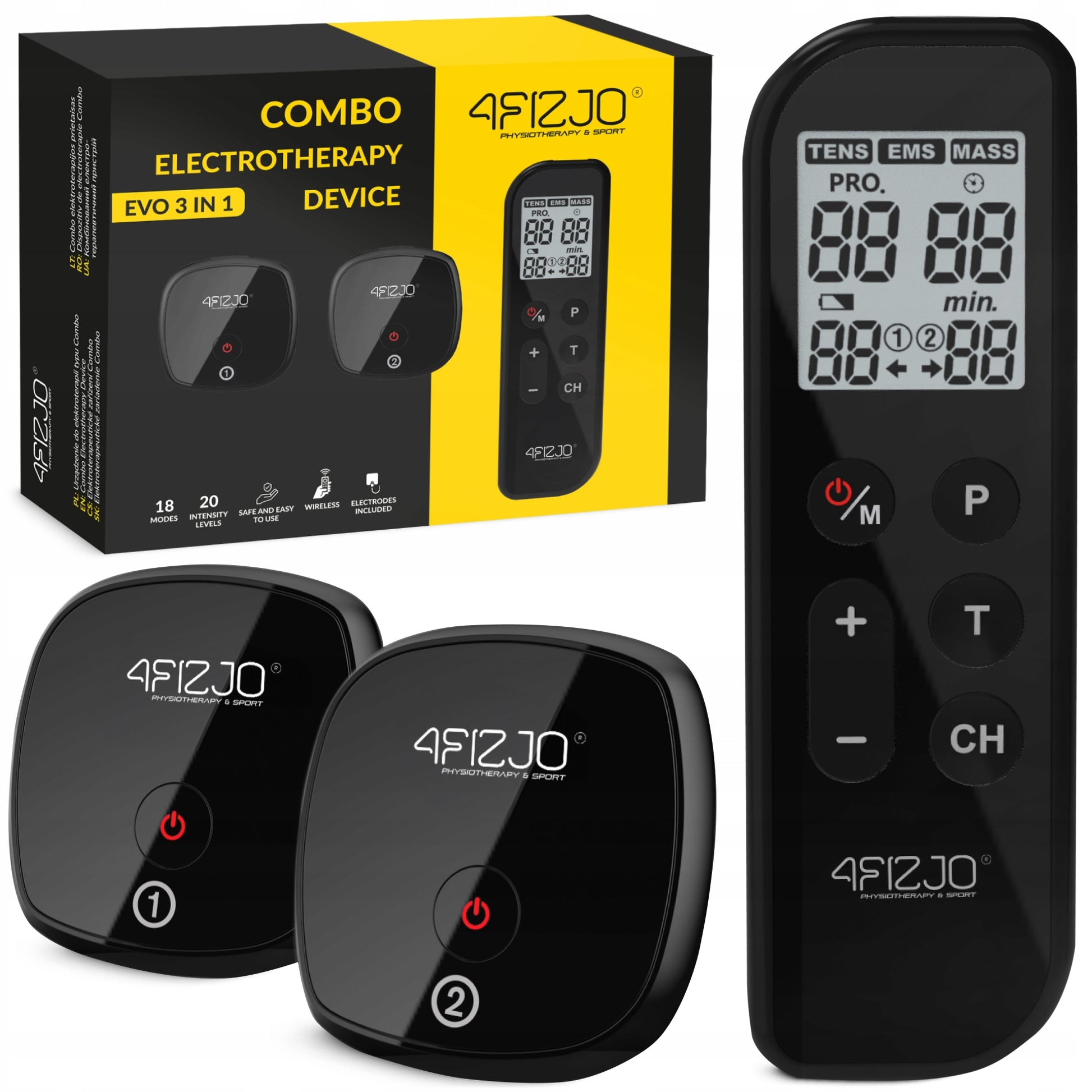 ELECTROSTIMULATOR MUSCLE MASSAGE STIMULATION ELECTROTHERAPY TENS EMS EVO 3in1