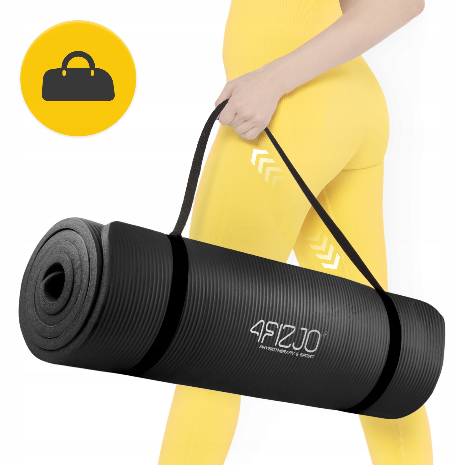 YOGA EXERCISE MAT GYMNASTIC TRAINING FITNESS HANDLE THICK NBR 1,5CM