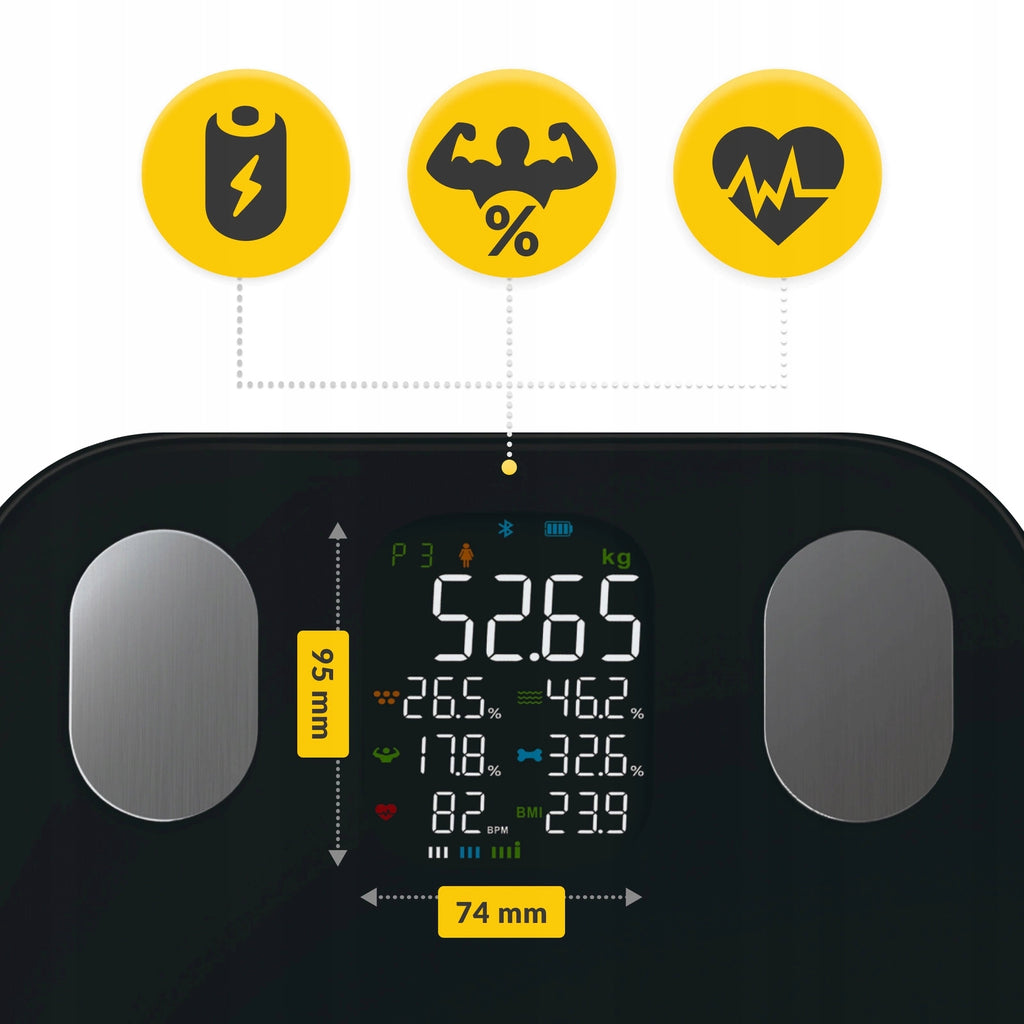 BATHROOM SCALE ANALYTICAL ELECTRONIC FAT MEASUREMENT BMI GLASS PRO