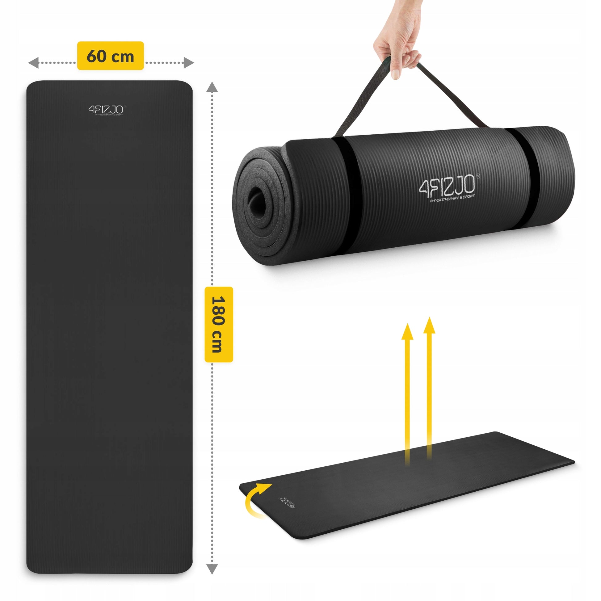 YOGA EXERCISE MAT GYMNASTIC TRAINING FITNESS HANDLE THICK NBR 1,5CM
