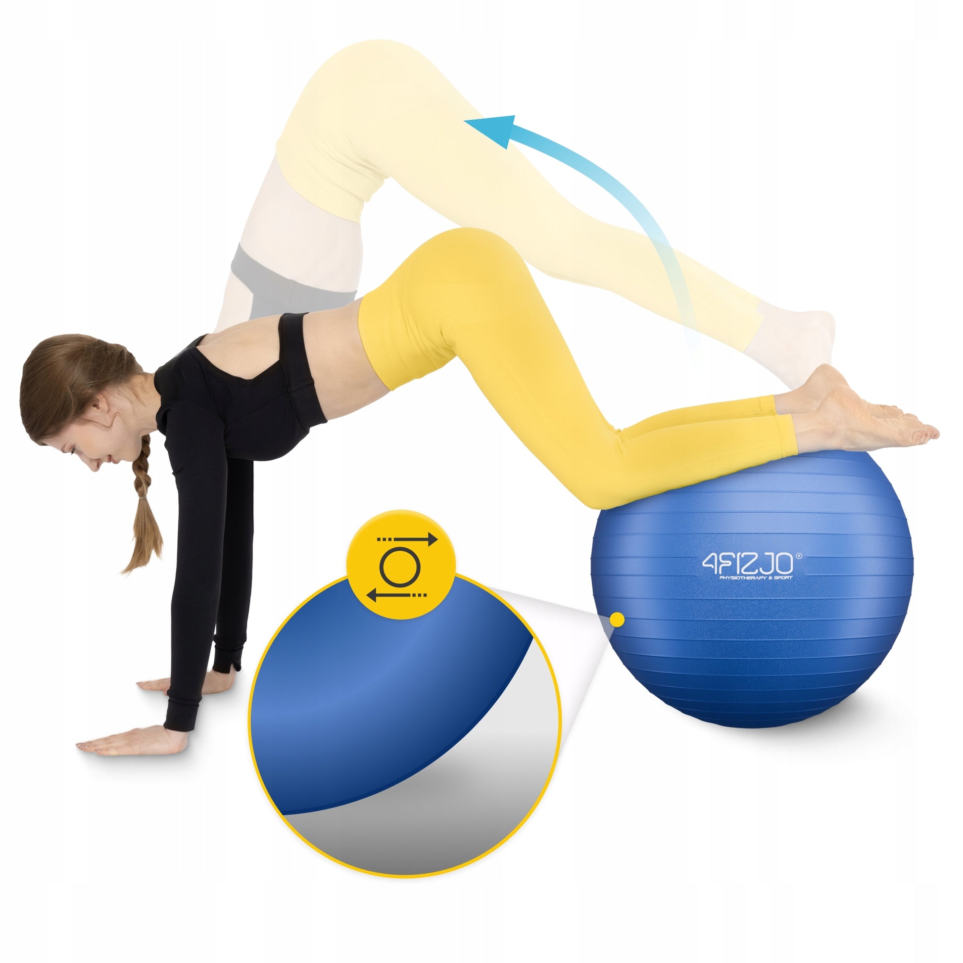 GYMNASTIC BALL REHABILITATION FITNESS TRAINING ANTI BURST WITH PUMP 65CM